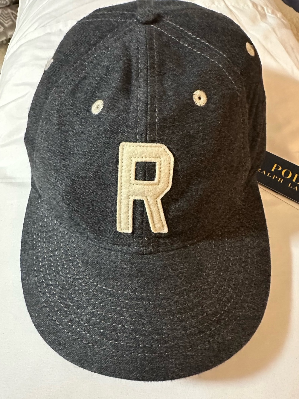 Ralph Lauren Kids Charcoal Baseball Cap with Cream 'R' Patch